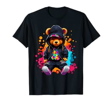 Amazon.com: Hip Hop Bear Colorful Teddy Bear With Hoodie